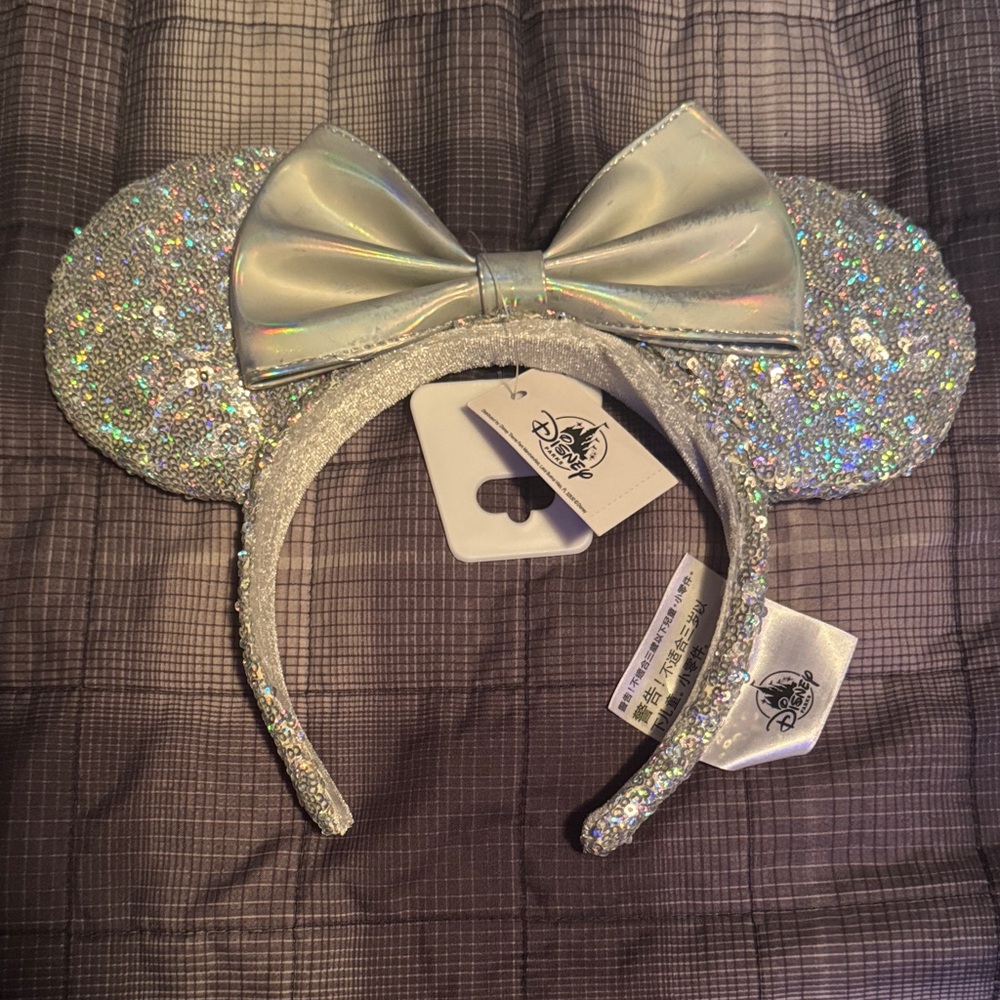 Disney Silver Sequin Minnie Ears Headband